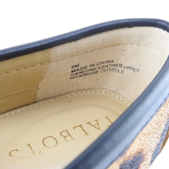 Talbots Everson Tasseled Leopard Print Leather Driving Moccasins Sz 5 Animal Fla - Picture 11 of 14